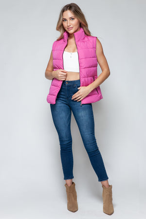 Snobbish Zip Up Turtleneck Vest with Pockets - All Mine Now Clothing