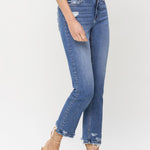 Lovervet High Rise Raw Hem Straight Jeans - All Mine Now Clothing