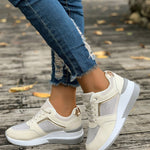 Lace-Up Rhinestone Wedge Sneakers - All Mine Now Clothing