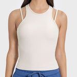 Millennia Cutout Round Neck Racerback Active Tank - All Mine Now Clothing