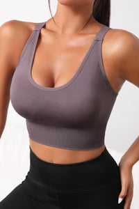 Scoop Neck Long Active Bra - All Mine Now Clothing