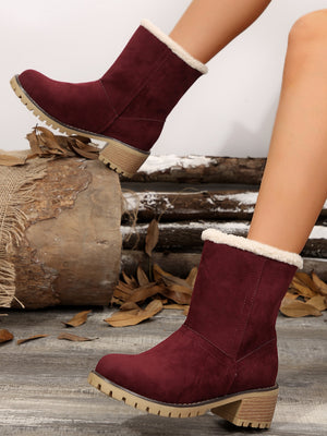 Thermal Fuzzy Block Heel Boots - All Mine Now Clothing