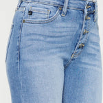 Kancan Distressed Cat's Whiskers Button Fly Jeans Trendsi