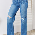 Judy Blue Full Size High Waist Distressed Straight-Leg Jeans - All Mine Now Clothing