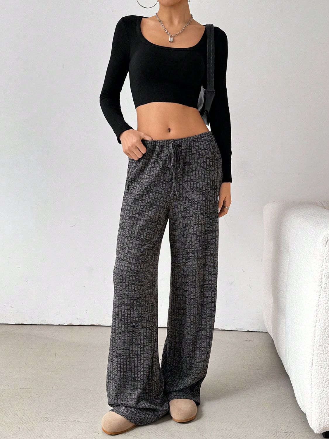 Tied Striped Wide Leg Pants - All Mine Now Clothing