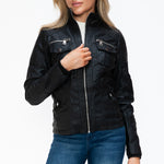 YMI Removable Faux Layered Multi-Pocket Jacket with Fuzzy Hood - All Mine Now Clothing