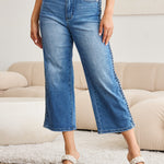 Judy Blue Full Size Braid Side Detail Wide Leg Jeans Trendsi