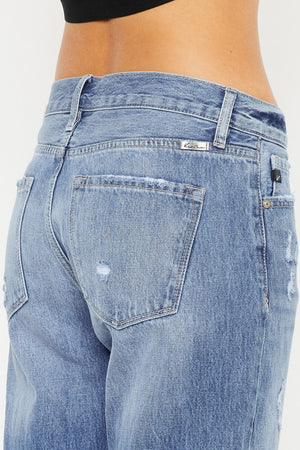 Kancan Mid Rise Distressed Straight Jeans - All Mine Now Clothing