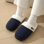 Horn Buckle Furry Texture Flat Slippers