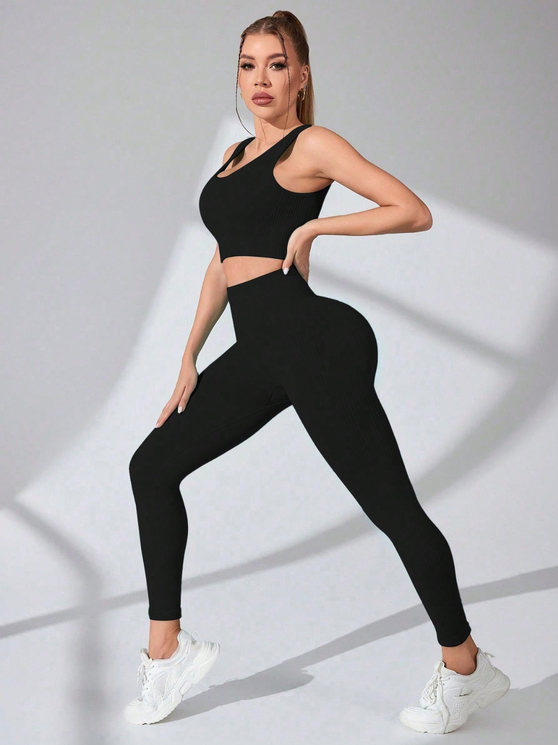 Scoop Neck Wide Strap Top and Pants Active Set - All Mine Now Clothing