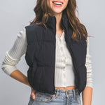 Love Tree Zip Up Turtleneck Cropped Vest Coat - All Mine Now Clothing