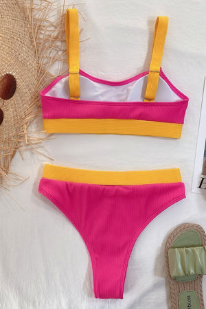 Color Block Scoop Neck Bikini Set - All Mine Now Clothing