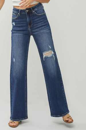 RISEN Full Size High Rise Distressed Wide Leg Jeans - All Mine Now Clothing