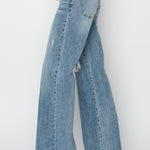 RISEN Mid Rise Button Fly Wide Leg Jeans Trendsi