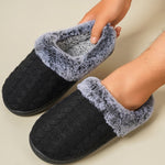 Cable-Knit Fluff Round Toe Slippers - All Mine Now Clothing