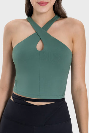 Millennia Crisscross Grecian Neck Active Cami - All Mine Now Clothing