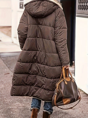 Full Size Zip Up Sherpa Hooded Coat Trendsi