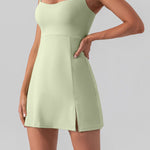 Square Neck Sleeveless Slit Mini Active Dress - All Mine Now Clothing