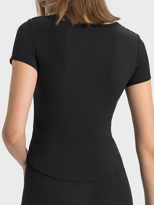 Millennia Notched Short Sleeve Active T-Shirt - All Mine Now Clothing