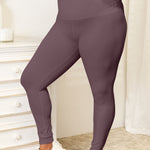 Double Take Wide Waistband Sports Leggings - All Mine Now Clothing