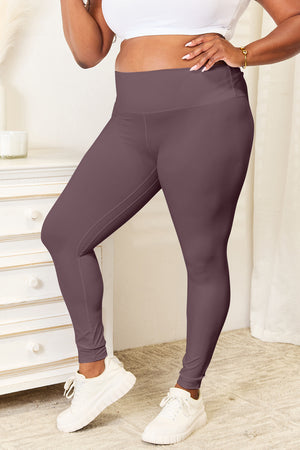 Double Take Wide Waistband Sports Leggings - All Mine Now Clothing