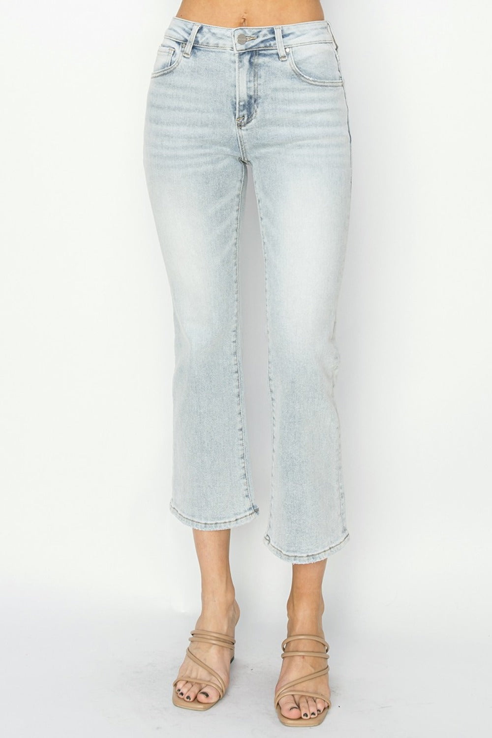 RISEN Full Size Mid Rise Cropped Flare Jeans - All Mine Now Clothing