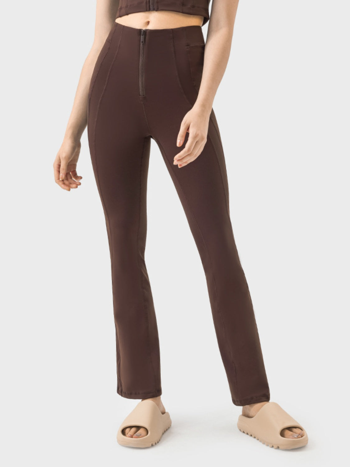 Millennia Zipper Detail High Waist Active Pants - All Mine Now Clothing