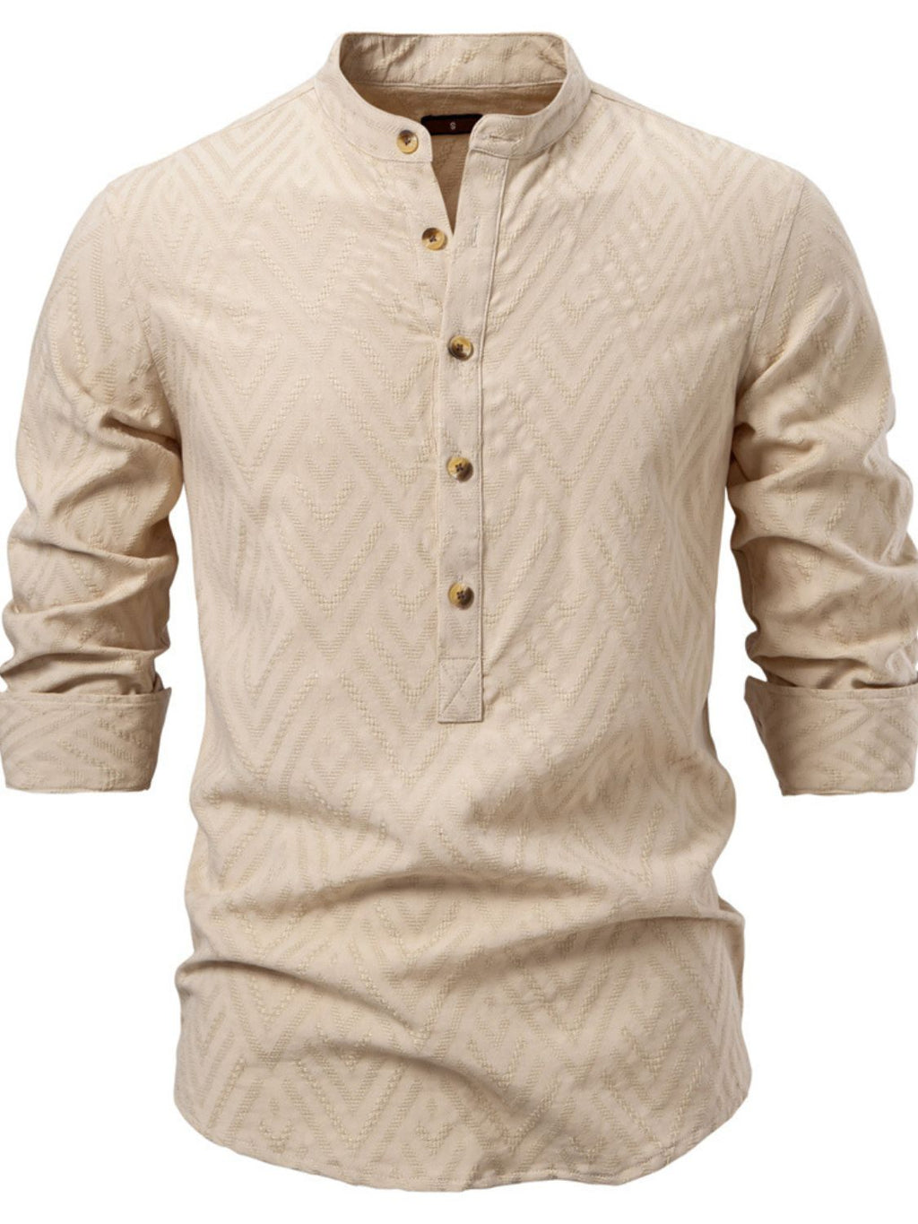 Men's Half Button Geometric Texture Shirt