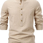 Men's Half Button Geometric Texture Shirt