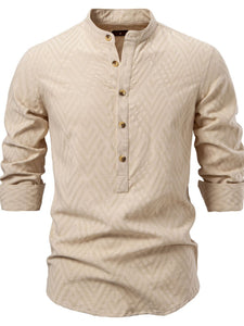 Men's Half Button Geometric Texture Shirt