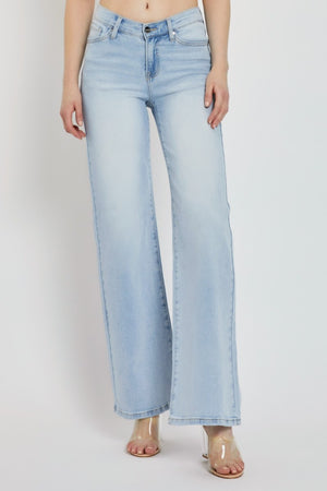 RISEN Full Size Wide Leg V Dipped Front Waist Jeans - All Mine Now Clothing