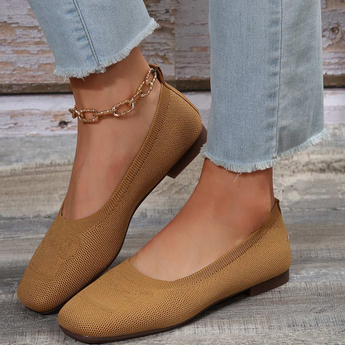 Square Toe Flat Slip-Ons