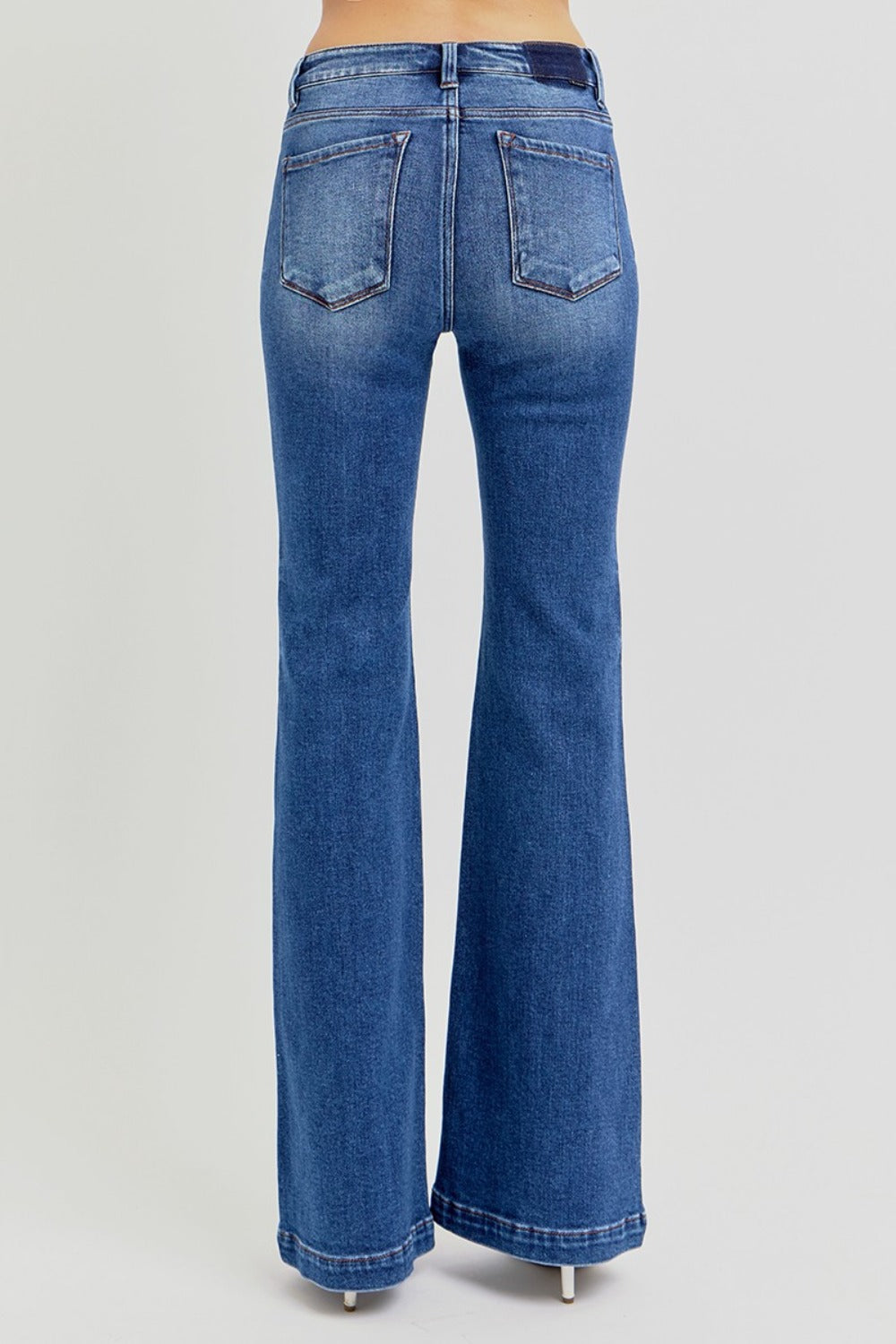 RISEN Full Size Low Rise Flare Jeans with Pockets - All Mine Now Clothing