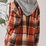 Plaid Button Up Hooded Shacket - All Mine Now Clothing