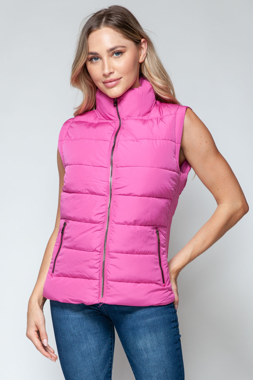 Snobbish Zip Up Turtleneck Vest with Pockets - All Mine Now Clothing