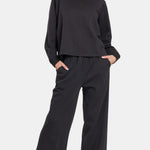 Zenana Round Neck Raglan Sleeve Top and Elastic Waist Pants Set - All Mine Now Clothing