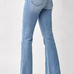 RISEN High Rise Frayed Hem Bootcut Jeans Trendsi