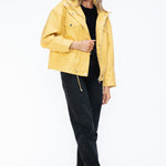 How Dare U Drawstring Hem PU Leather Zip Up Jacket - All Mine Now Clothing