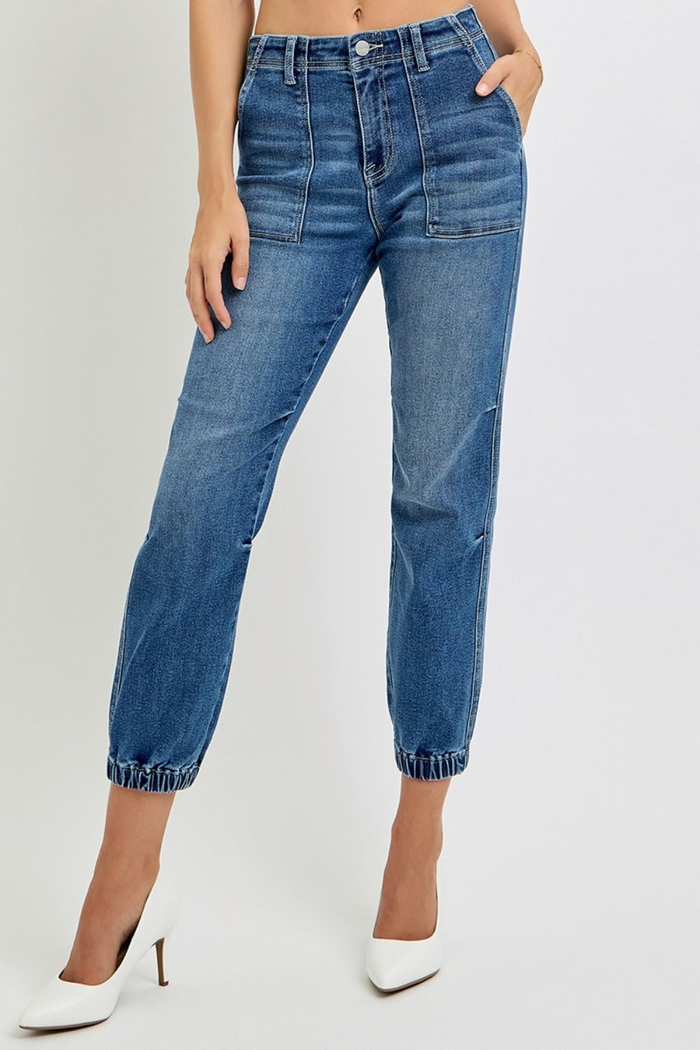 RISEN Full Size High Rise Ankle Jogger Jeans Trendsi