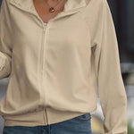 Zip Up Collared Neck Raglan Sleeve Jacket - All Mine Now Clothing