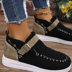 Contrast Round Toe Buckle Sneakers