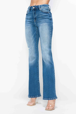 bytos Full Size Distressed High Rise Jeans with Pockets - All Mine Now Clothing