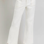 RISEN High Rise Ankle Flare Jeans with Patch Pockets Trendsi