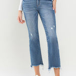 Lovervet Mid Rise Frayed Hem Jeans Trendsi