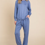 Super Lady Round Neck Raglan Sleeve Top and Pants Lounge Set - All Mine Now Clothing