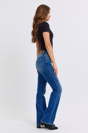 Judy Blue Full Size Run Mid-Rise Bootcut Jeans with Thermal Lining Trendsi