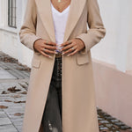 Devine Pocketed Collared Neck Long Sleeve Coat - All Mine Now Clothing