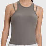 Millennia Cutout Round Neck Racerback Active Tank - All Mine Now Clothing