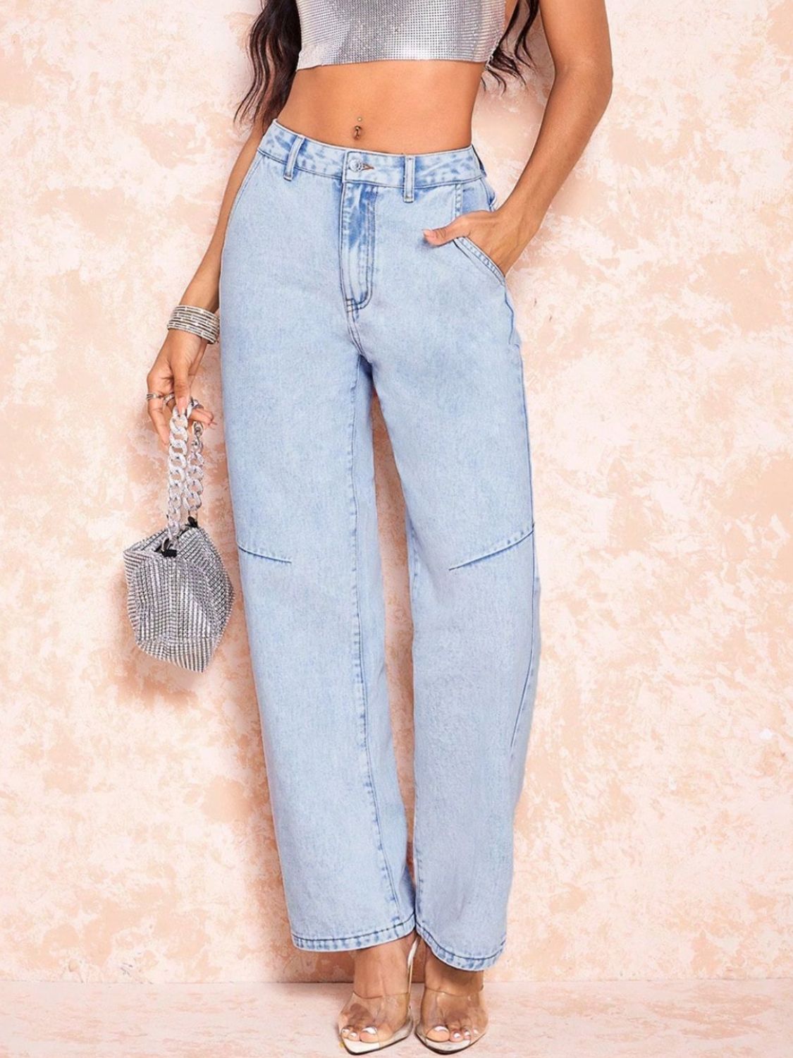 Straight Leg Jeans with Pockets - All Mine Now Clothing