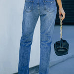 Pumpkin Distressed Straight Jeans Trendsi